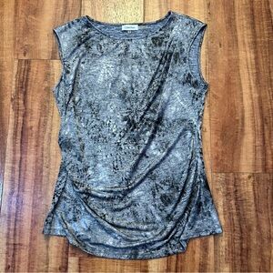 Calvin Klein Metallic Gray and Black Sleeveless Top Size Large
